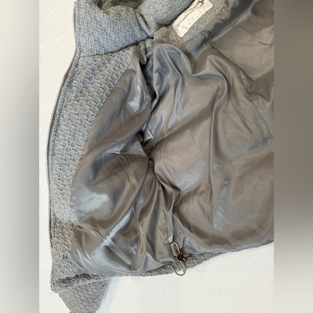 Maniere De Voir Grey Puffer Coat With Hood Size 4 - Picture 11 of 16